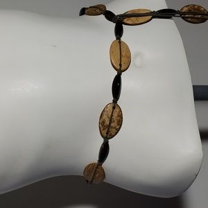 Elegant Tan and Black Beaded Belt